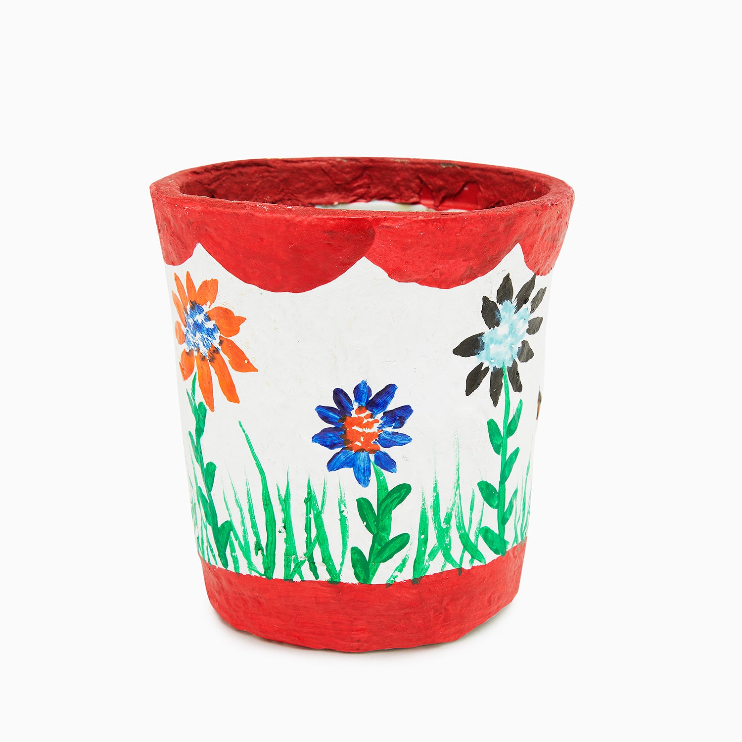 Flowerpot online with Saucer in Snowy White on Red Stoneware