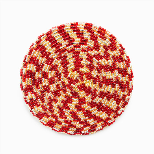 Berry Red & White - Bead Coaster