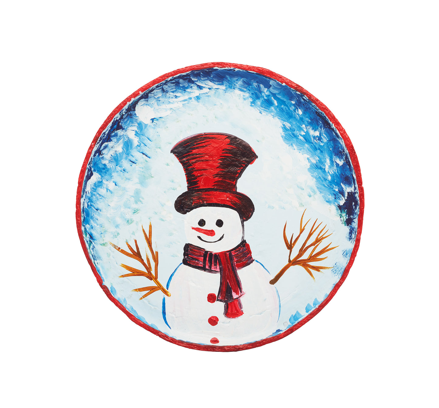 Snow White, Blue & Blush Red - Snow Man - Thali for the Wall Hanging