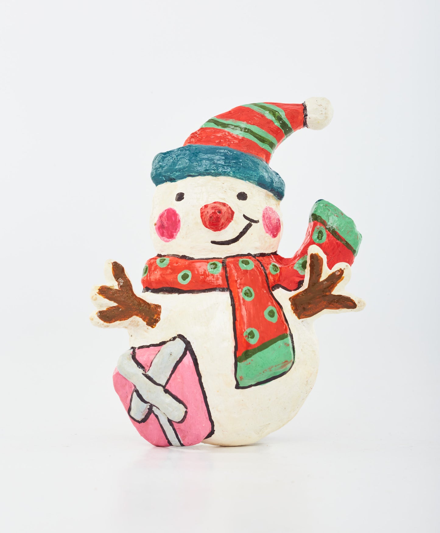 White & Red - Christmas Snow Man - Fridge Magnet