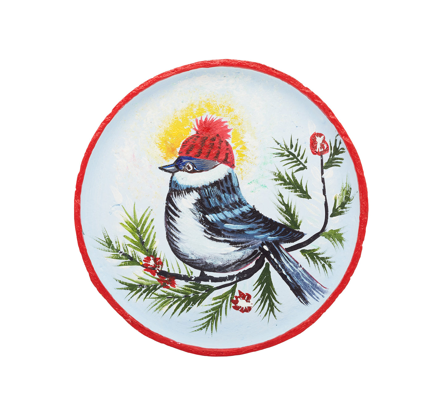 Snow White & Blush Red - Bird on the Tree - Thali for the Wall Hanging