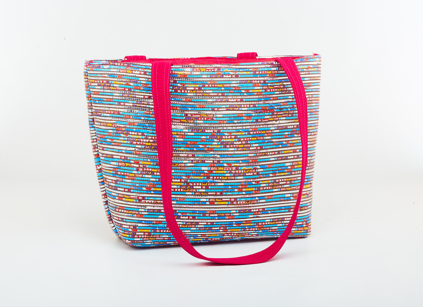 Pink & Sky Blue  with Fabric Handle : Side Bag