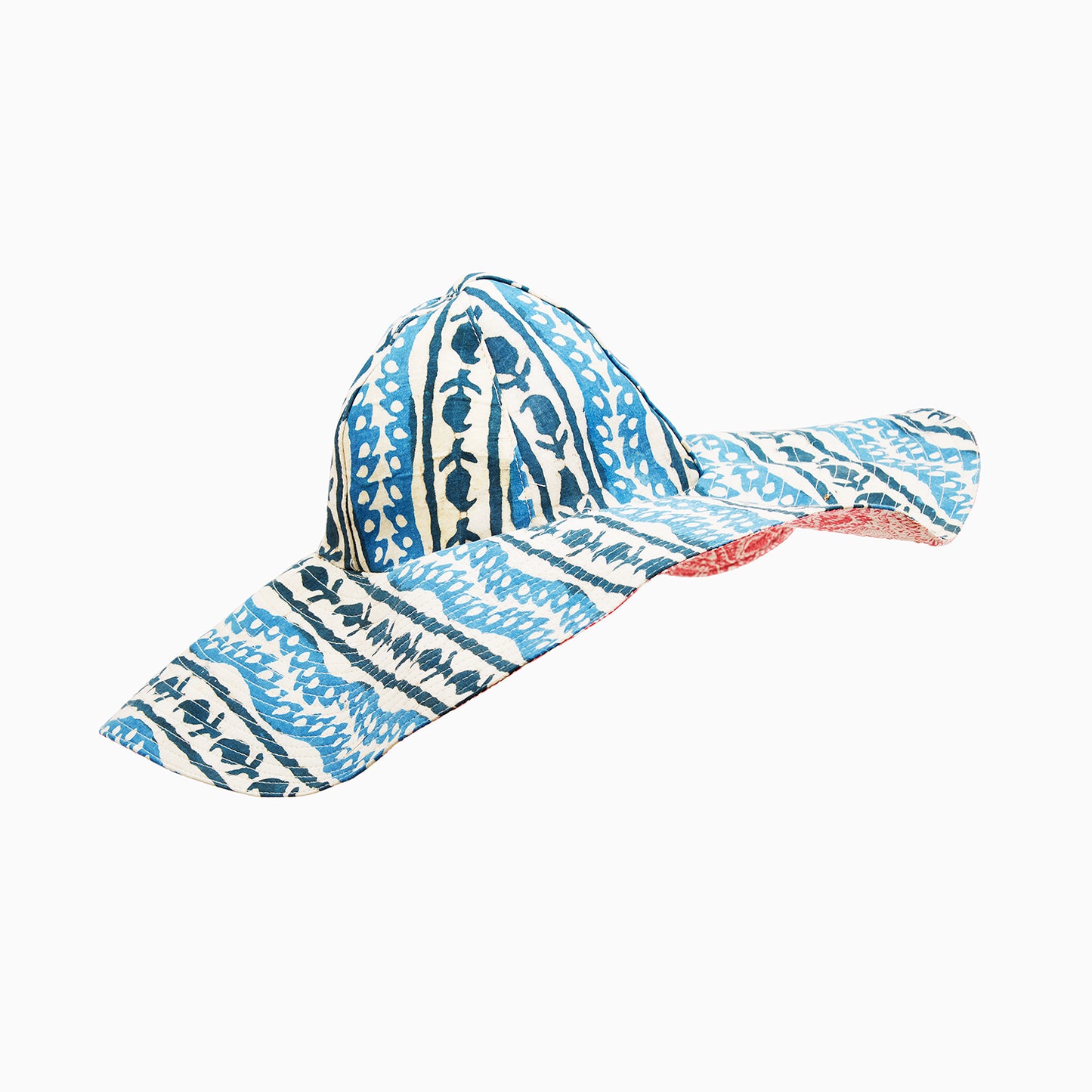 White with Blue Colored Design - Hat