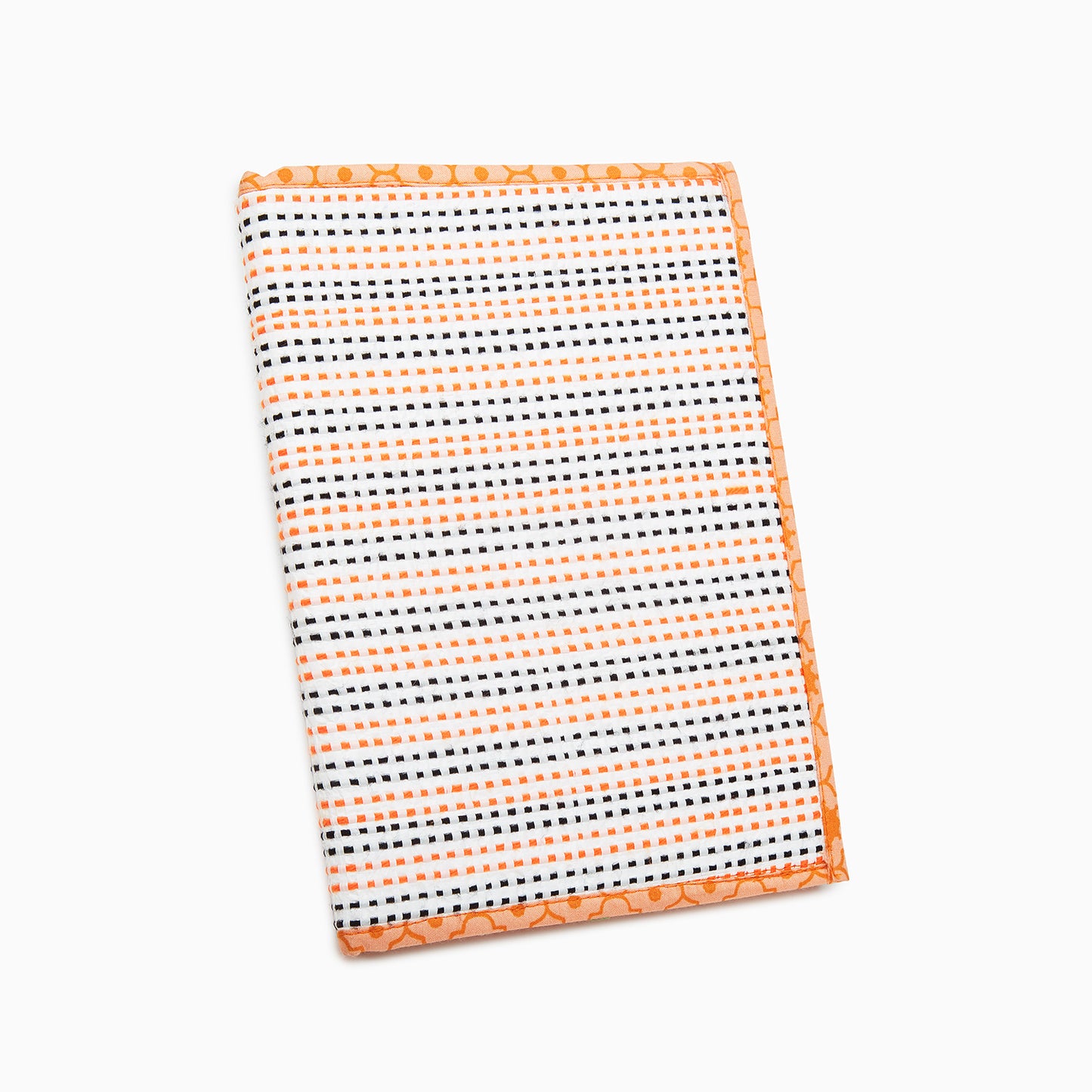 White Colored with Orange and Blue Design - Recycled Sack Cover with Diary