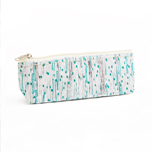 White & Blue Recycled Plastic Pencil Pouch (MLP Plastic)
