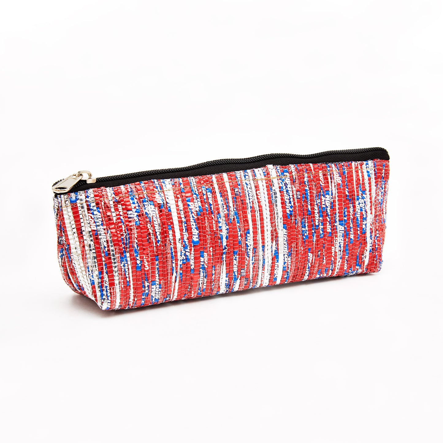 Red, Blue & Silver Recycled Plastic Pencil Pouch (MLP Plastic)