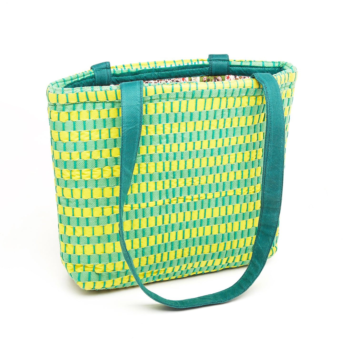 Fern Green & Yellow Colored Recycled Non-Woven Fabric Bag