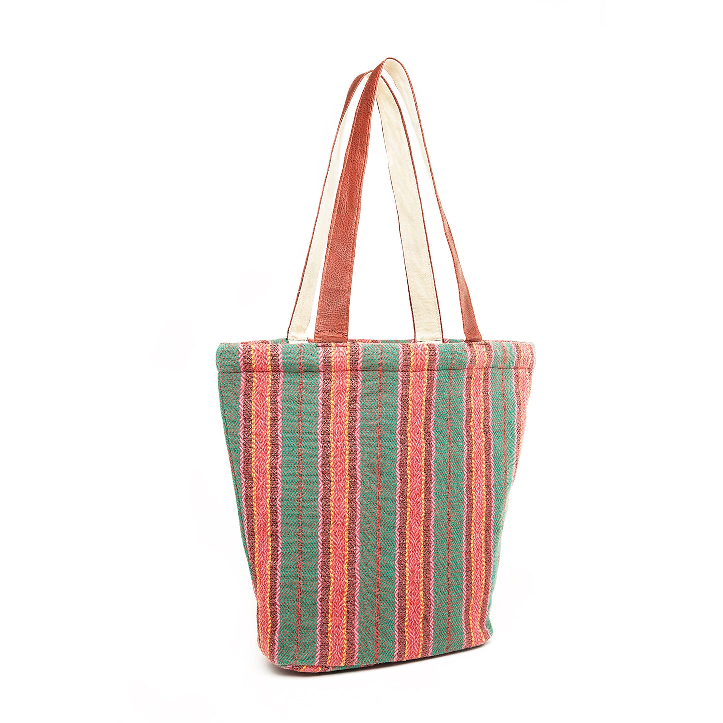 Pine Green & Candy Red Colored Tapric Bag