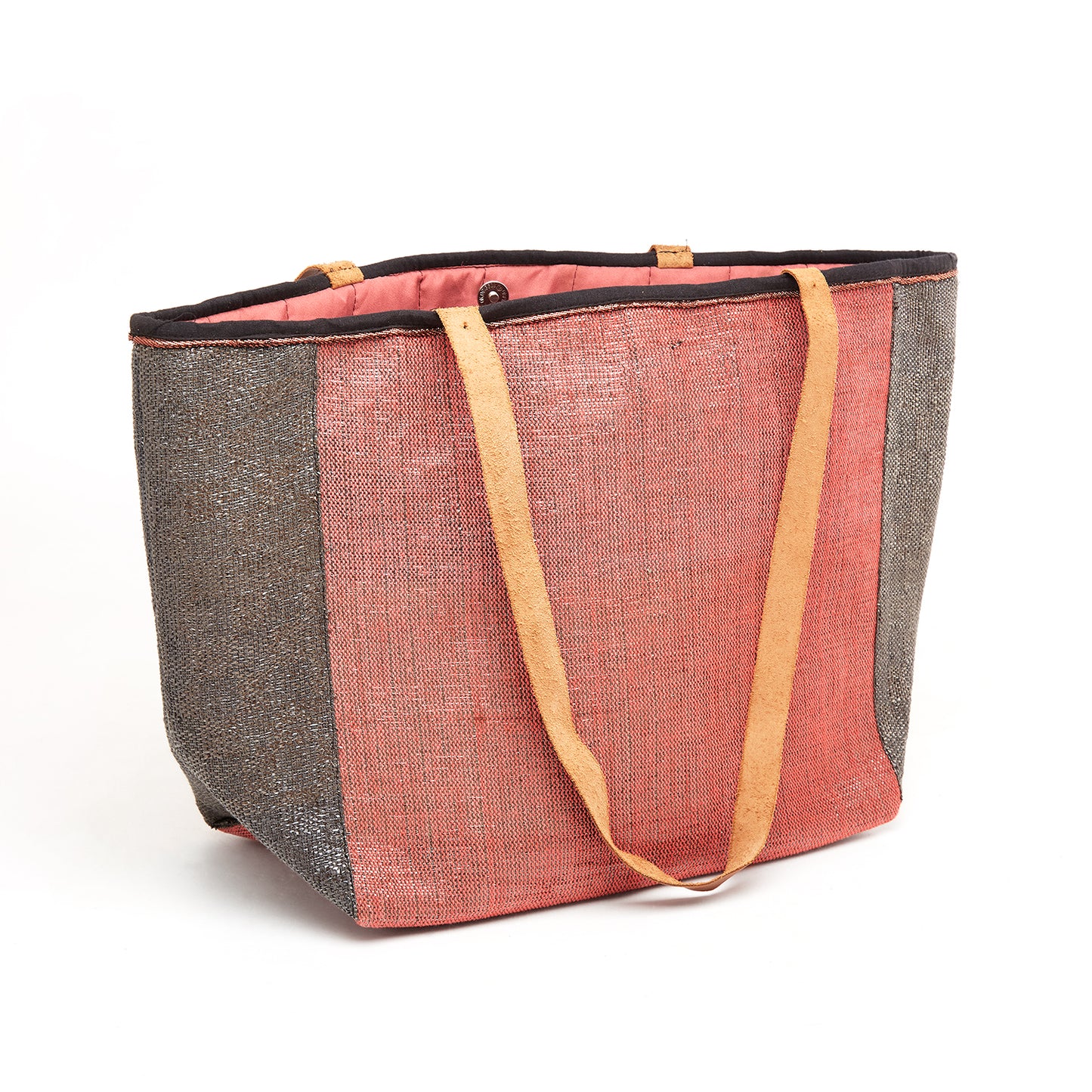 Charcoal Black & Blush Red Colored Tapric Bag