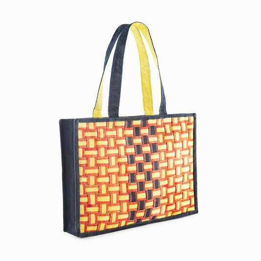 Canary Yellow on Black - Jute Bag, on - SUPER SALE!!!