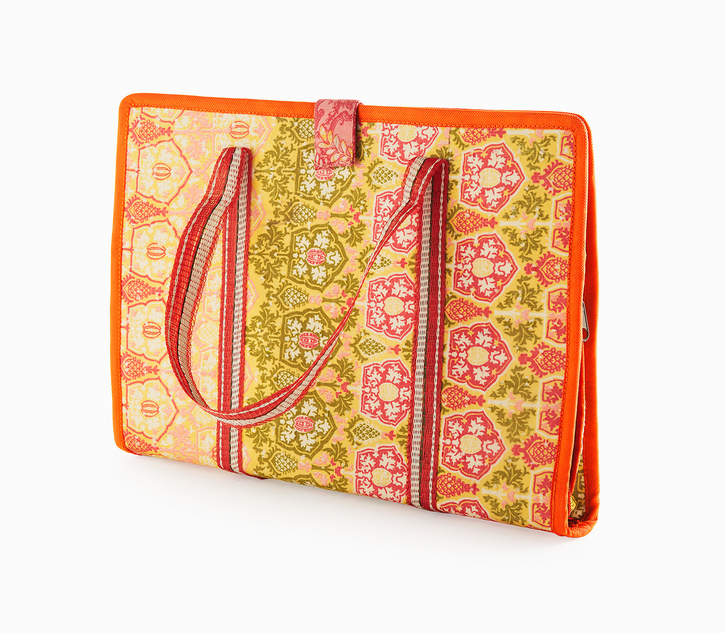 Cantaloupe Orange with Beautiful Design Recycled Fabric Box Bag - Made of Box Bag