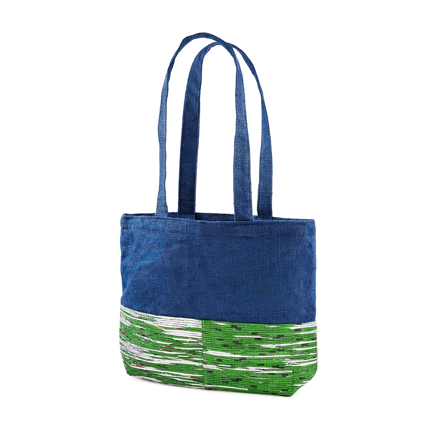 Blue Canvas Bag with Shamrock Green and Silver (Waste Plastic) bottom lining; on - SUPER SALE!!!