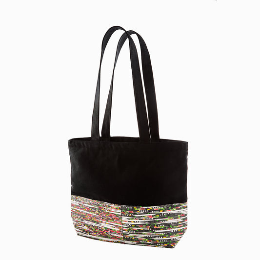 Black Canvas Bag with Multi-colored (Waste Plastic) bottom lining; on Super Sale!