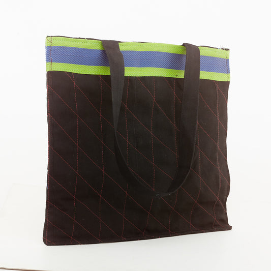 Black Colored With Black Colored Belt Recycled Fabric Bag on - SUPER SALE!!!