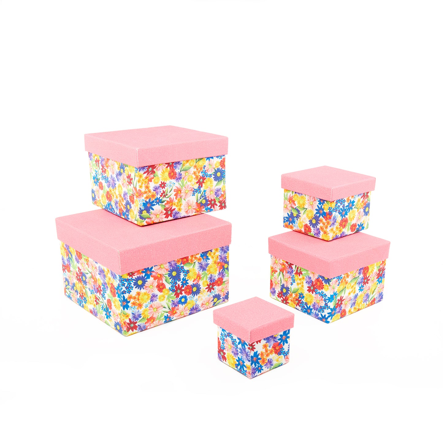 Spring Flower on a Snow White - Gift Boxes Set of 5