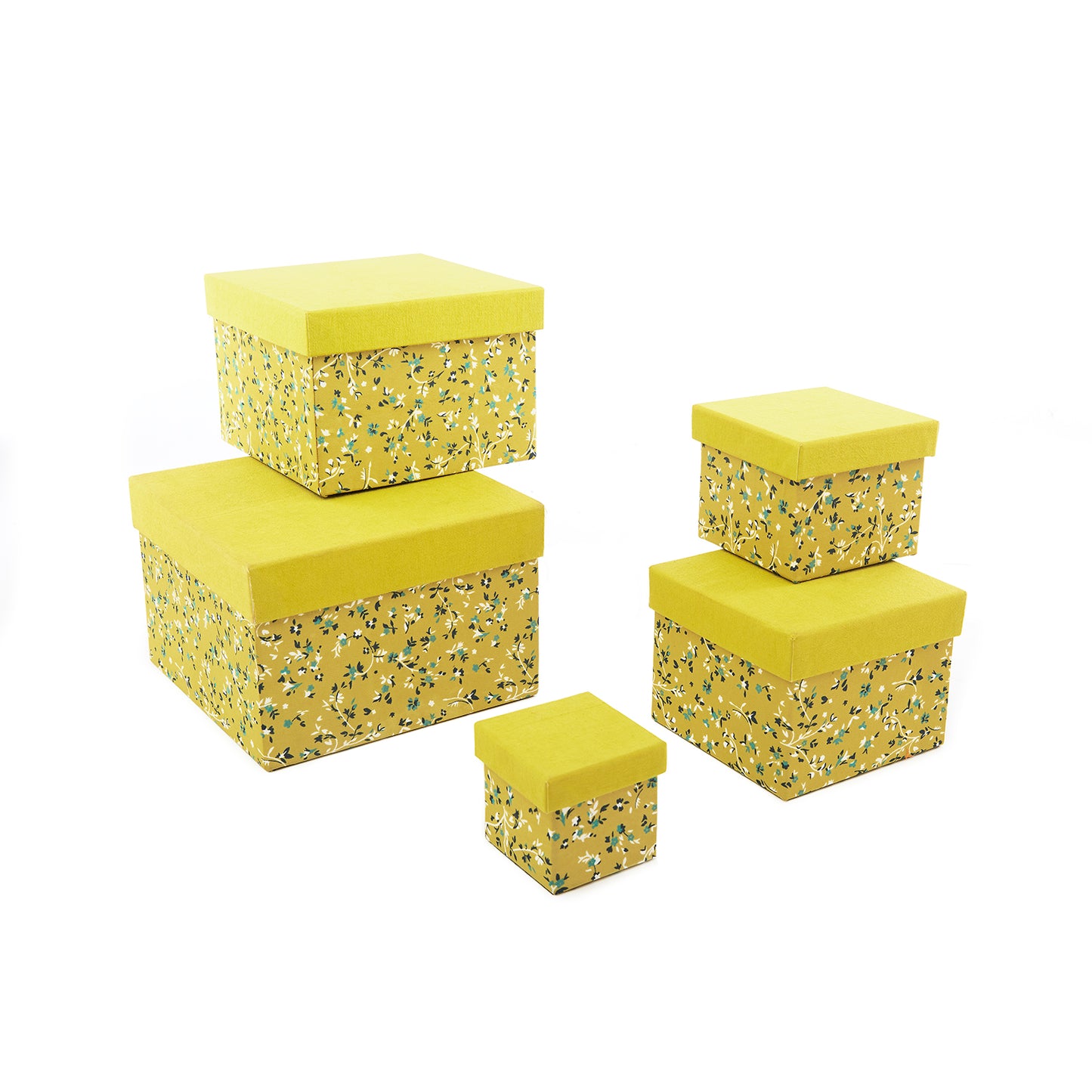 Spring Flower on a Canary Yellow - Gift Boxes Set of 5