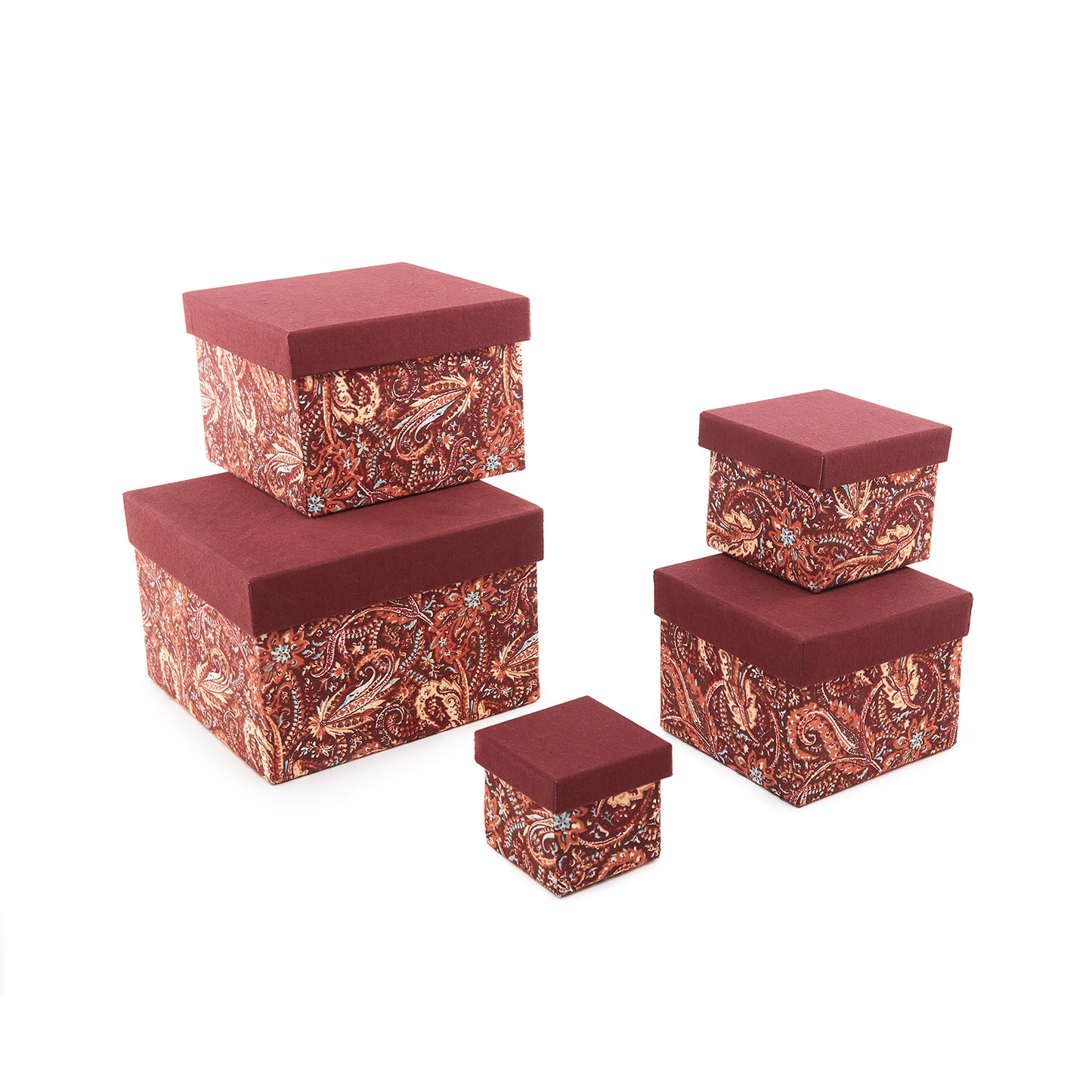 Flowers on a Maroon - Gift Boxes Set of 5