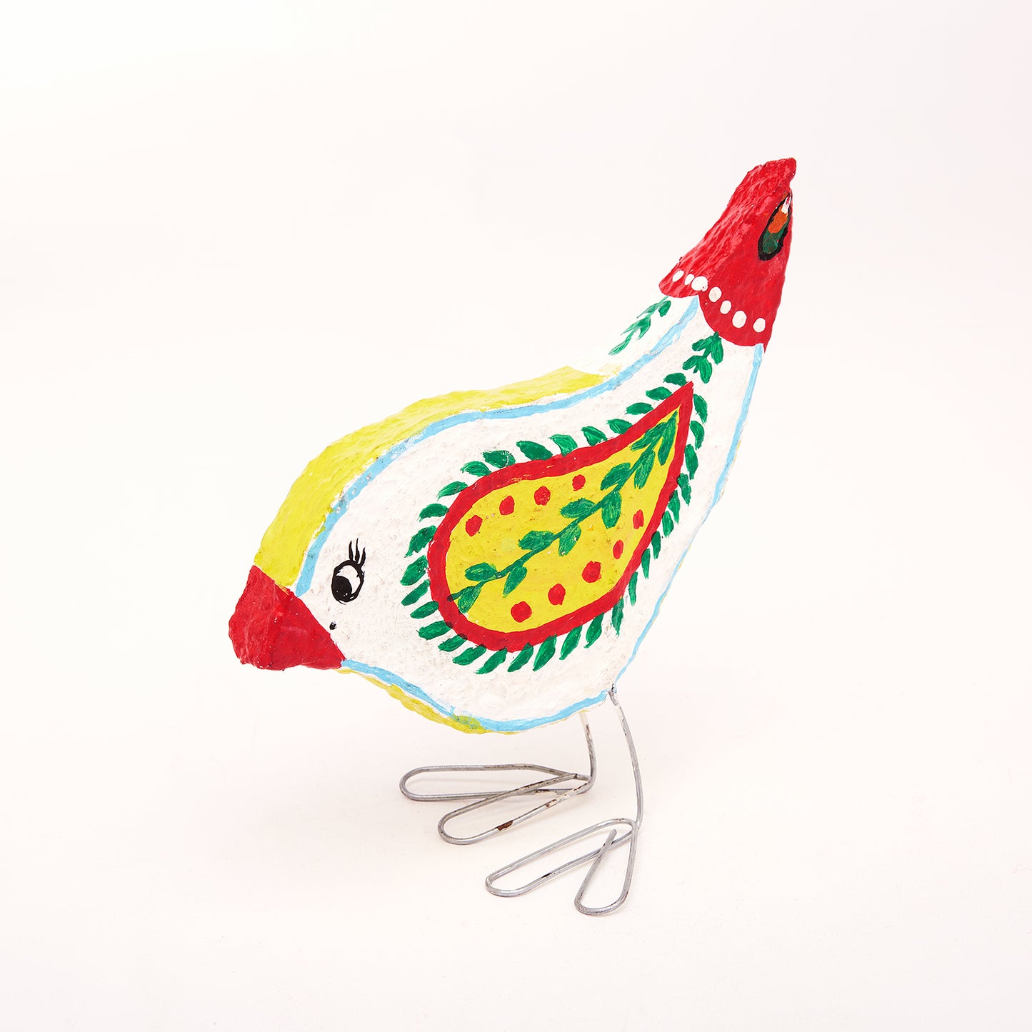 Paper Mache Bird - Red & White