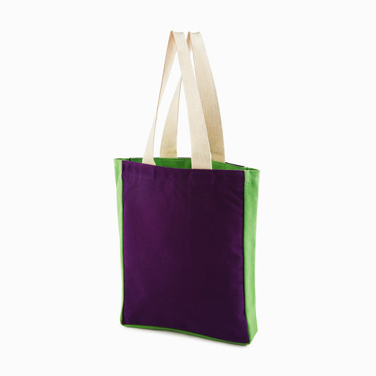 Parakeet Green and Eggplant Purple Color Canvas Bag on Super Sale!!!