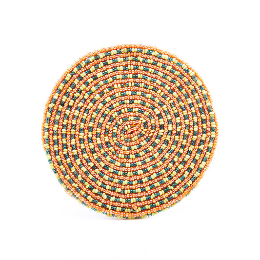 Sandstone Orange Muddy Yellow Basil Green - Bead Coaster