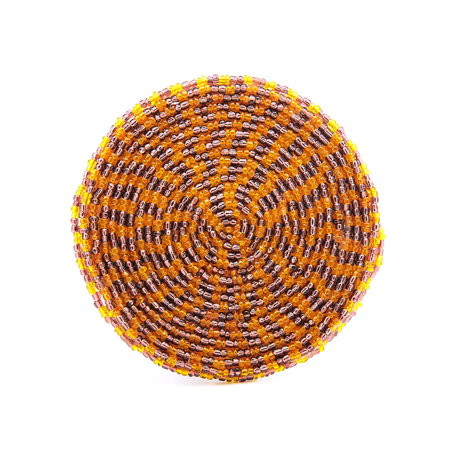 Yellow, Lilac Purple & Orange - Bead Coaster