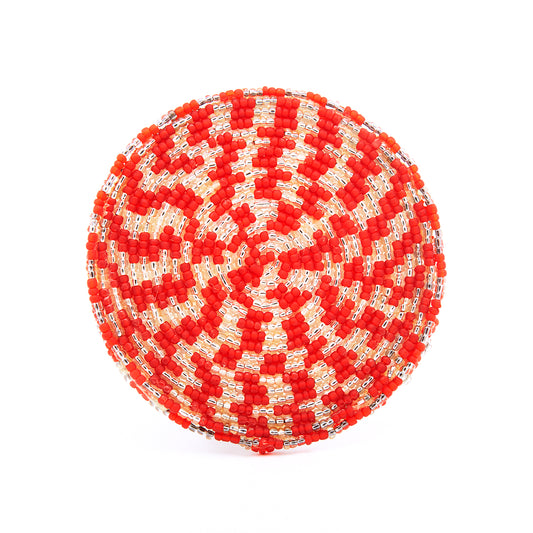 Berry Red & White - Bead Coaster