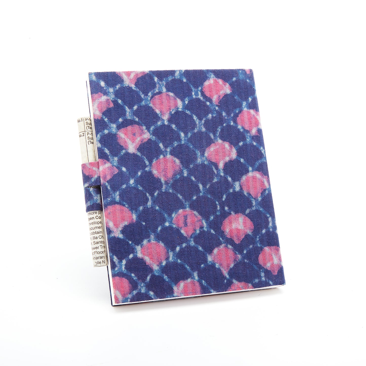 Block Print Indigo & Orchid Purple - Cloth Diary with Newspaper Pencil