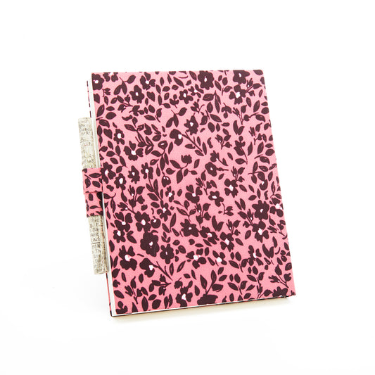 Growing Flower on a Flamingo Pink - Cloth Diary with Newspaper Pencil