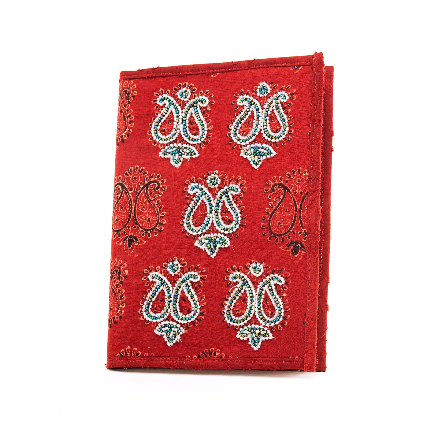 Cherry Red - Diary with reusable cover made of waste fabric (with Ari Work)