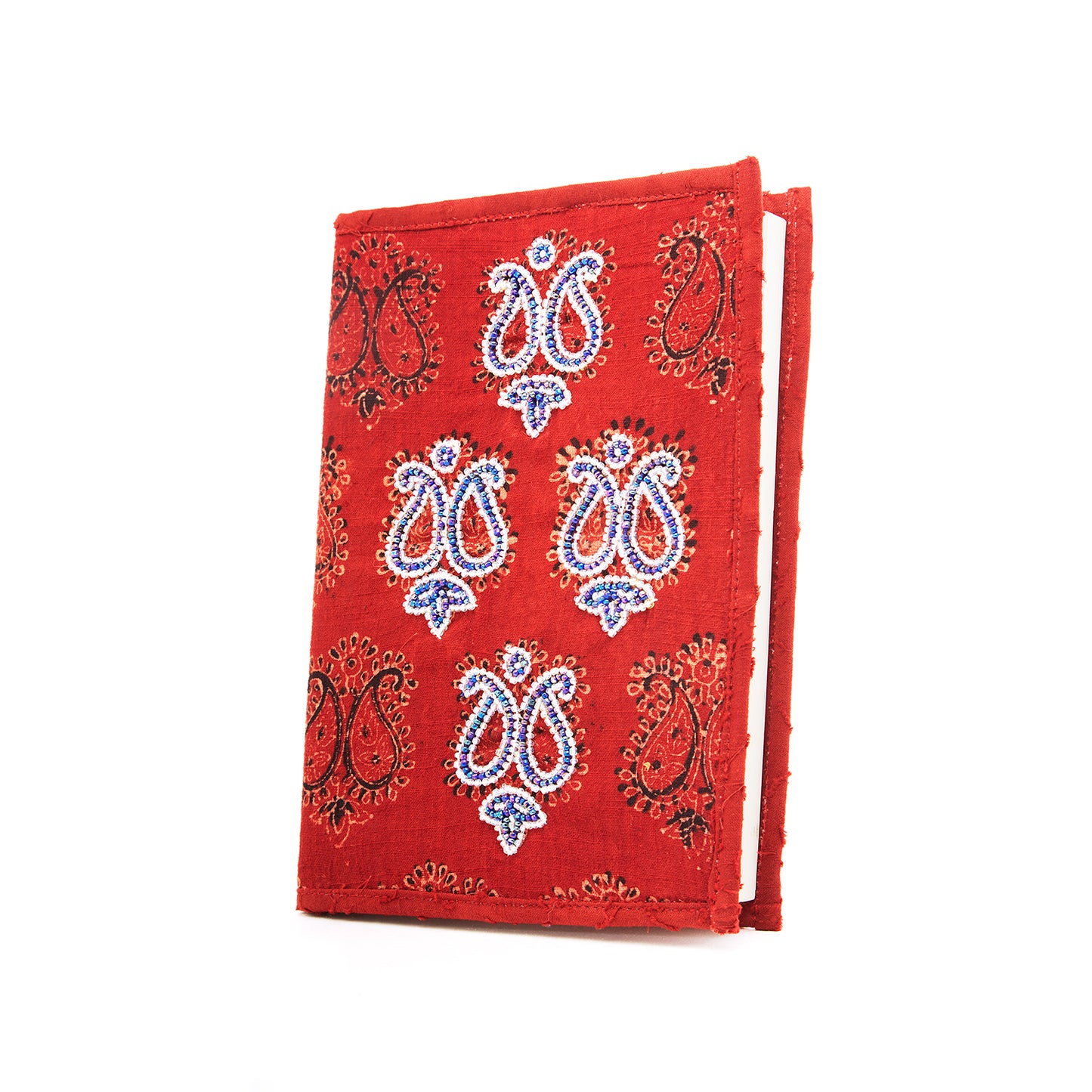 Candy Red Color - Diary with reusable cover made of Waste Fabric (with Ari Work)