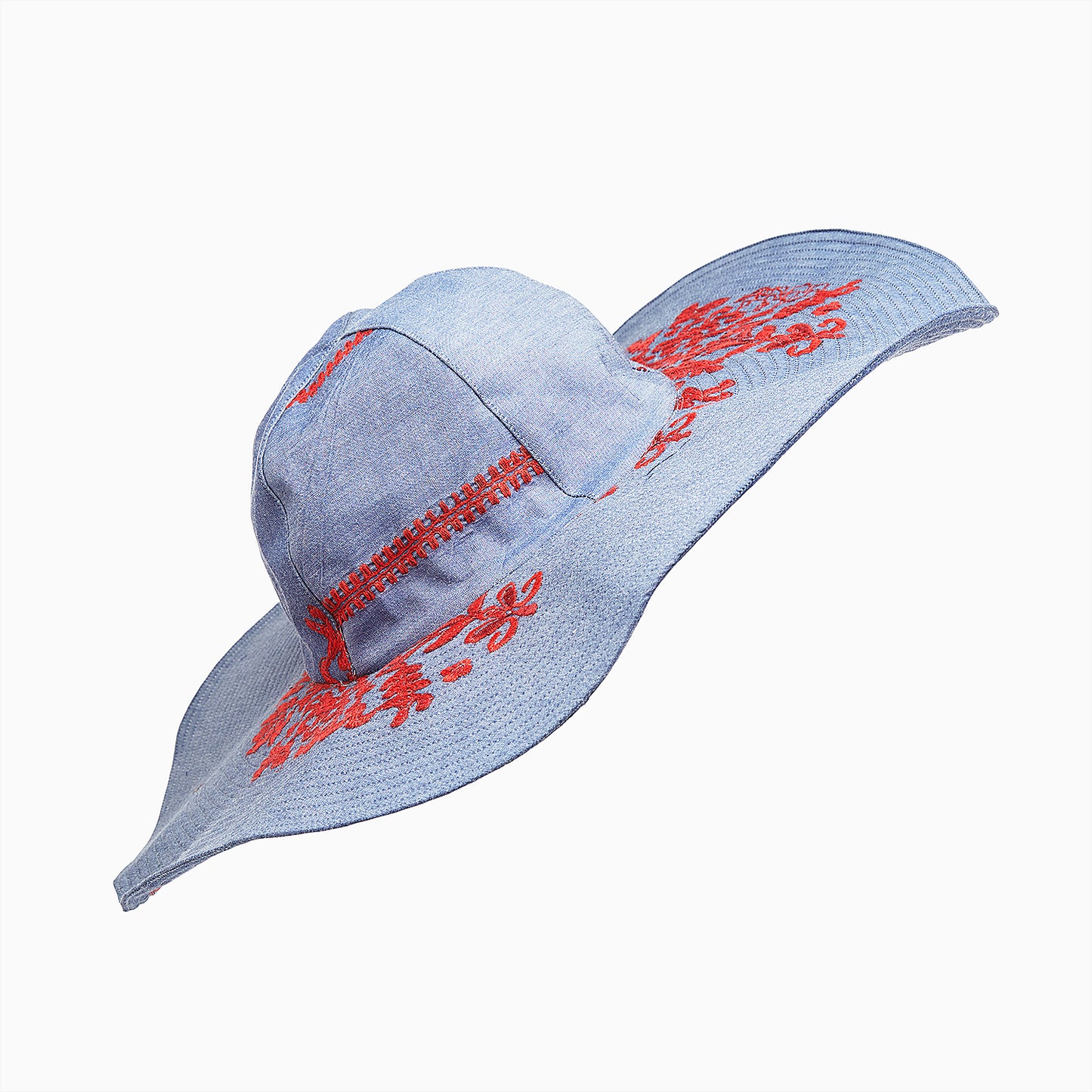 Stone Blue with Beautiful Embroidery Design - Hat
