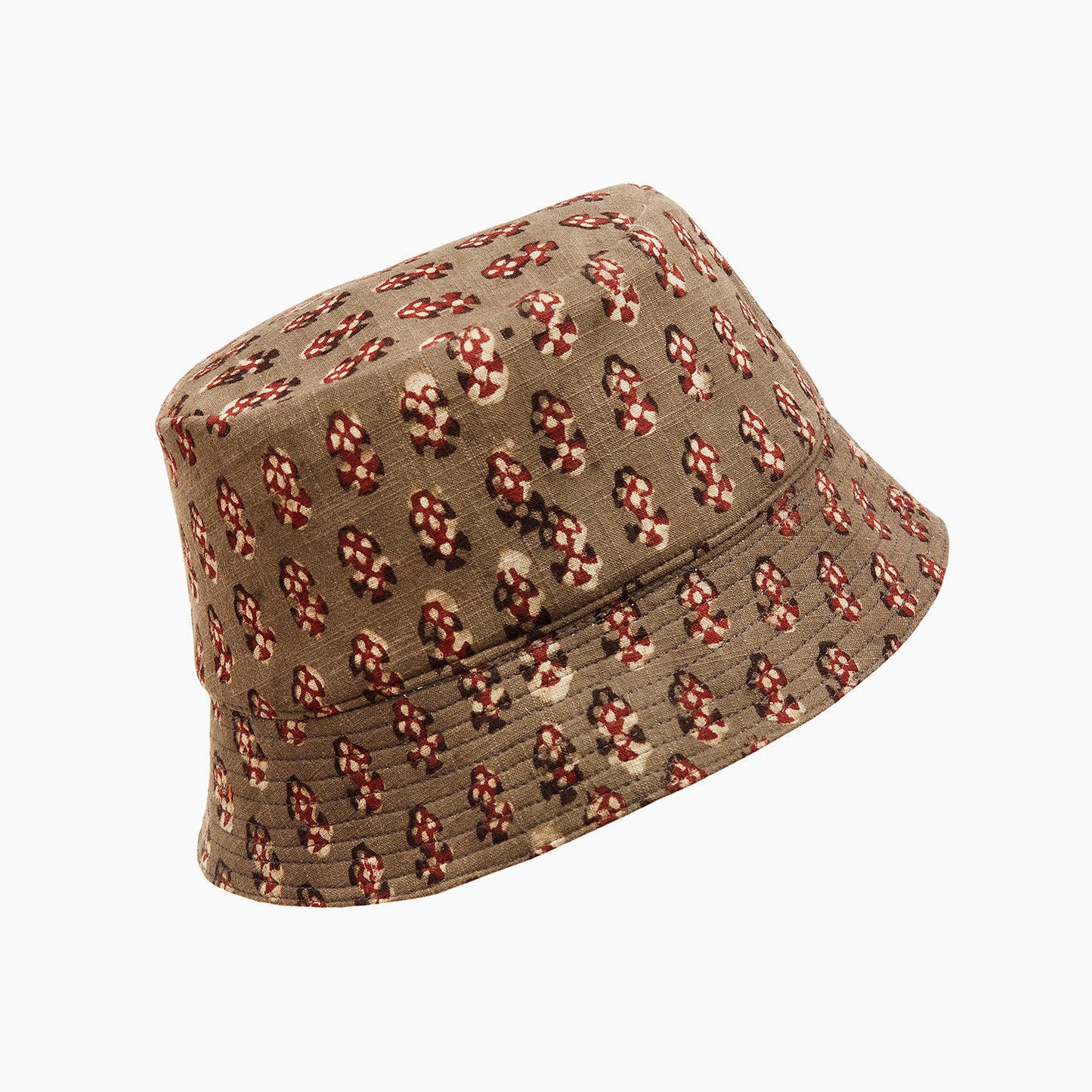 Peanut Brown with Sanganeri Design - Bucket Hat