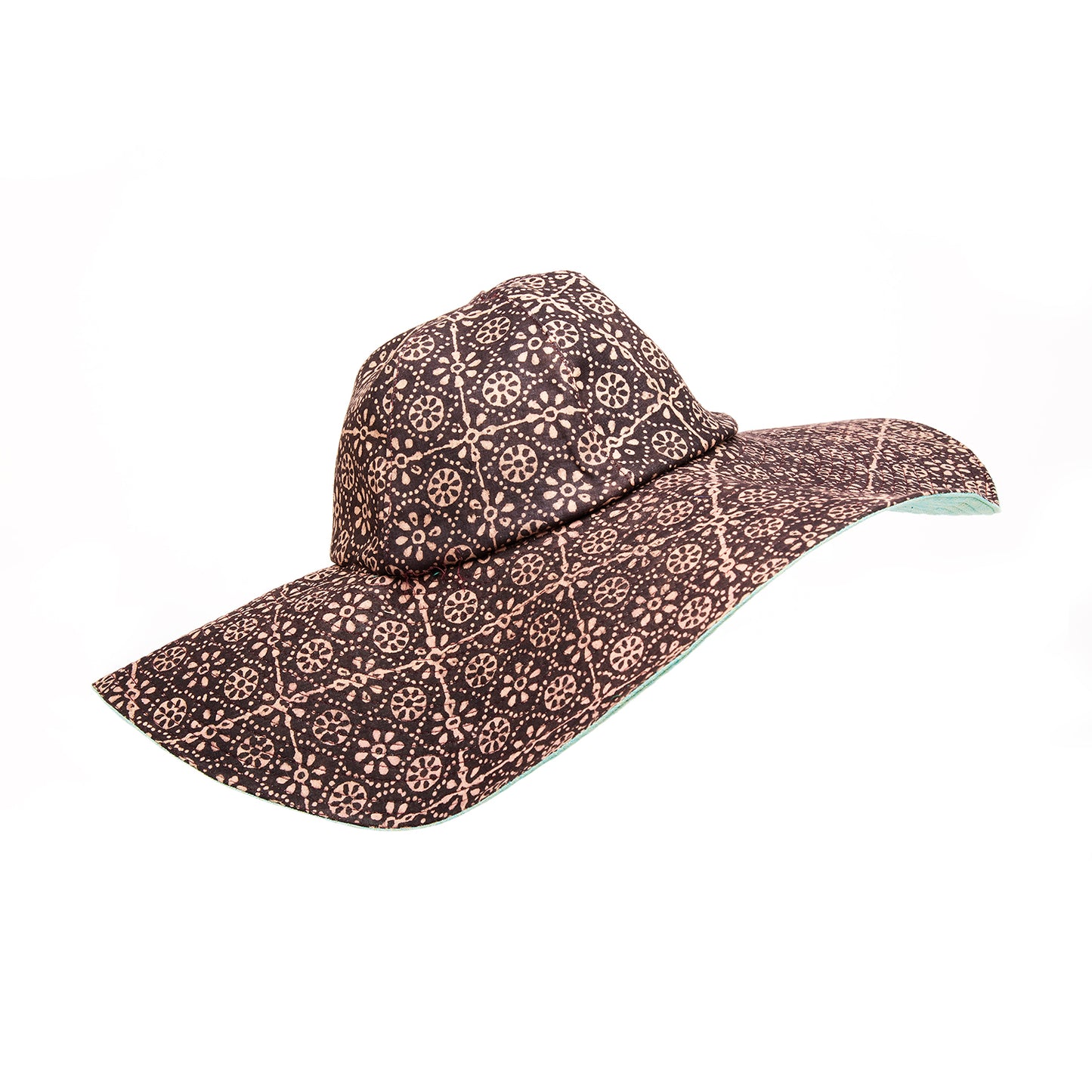 Umber Brown with Beautiful Flower design - Hat