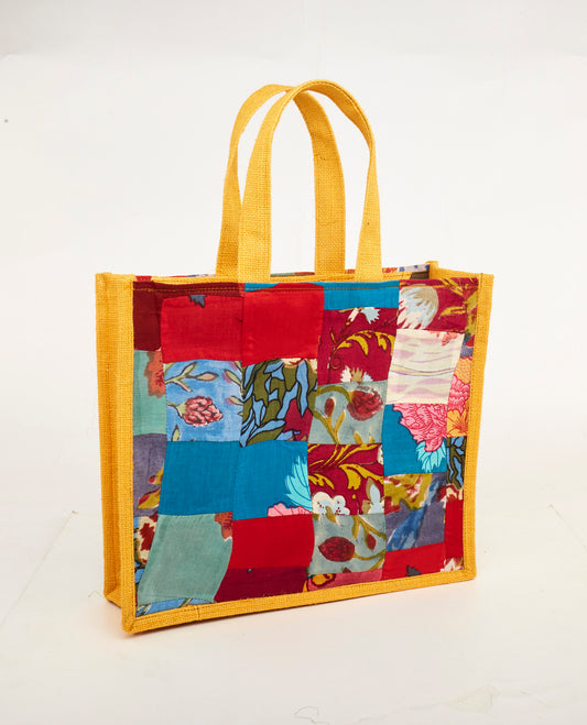 Patch Work with Fabric & Jute - Lunch Bag