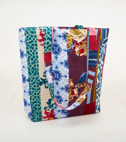 Multi Colored - Recycled Fabric Patch Work Tote Bag