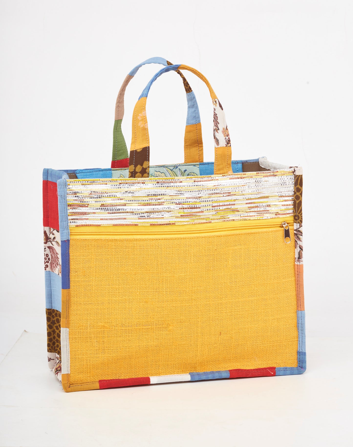 Fabric with Patch Work & Jute - Lunch Bag