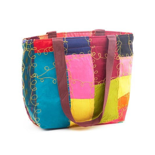 Multi - Colored Patchwork bag on Super Sale