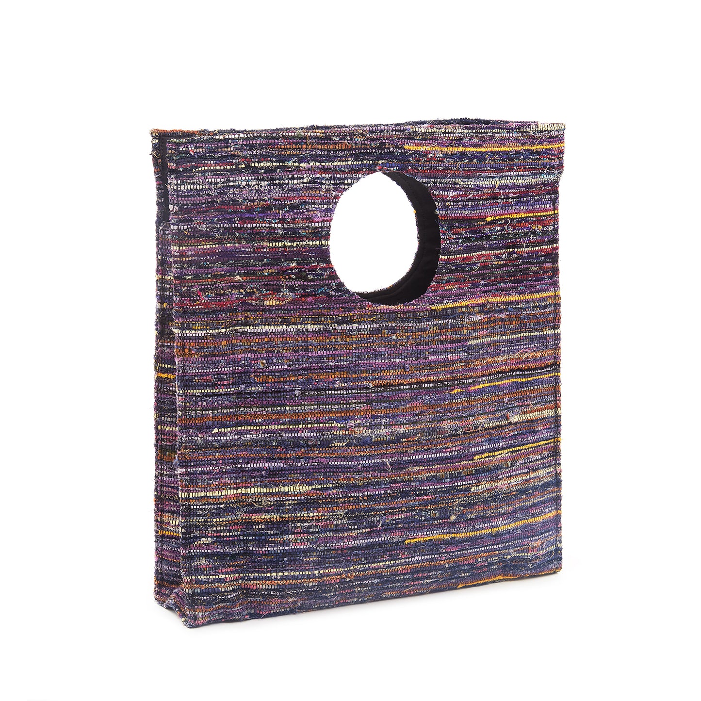 Purple Colored Ribbed _Weave Hand Bag