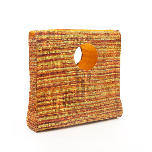 Yellow Colored Ribbed _Weave Hand Bag