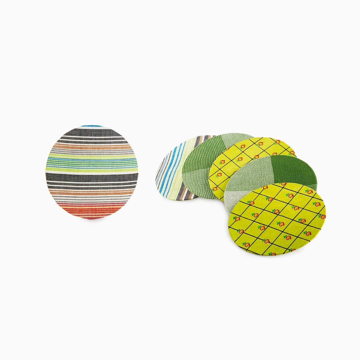 Set of 6 - Designer Fabric of Old CDs Coasters