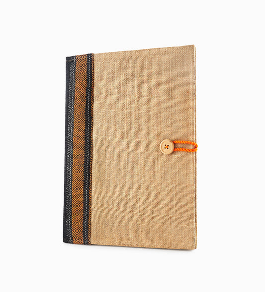 Light Brown with Blue, Orange Design - Jute Folder