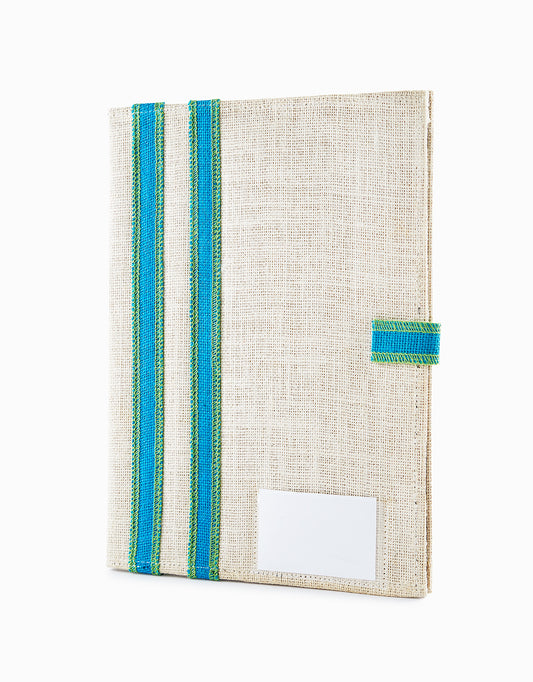 White with Green, Blue Design - Jute Folder