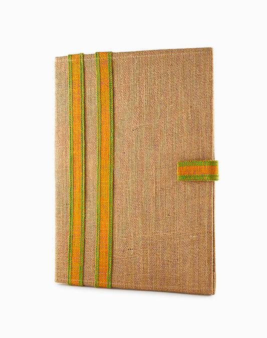 Tortilla Brown with Green, Yellow Design - Jute Folder