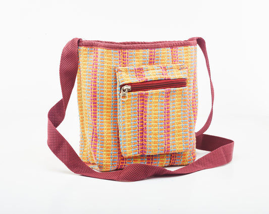 Yellow & Red Colored Side Bag - Made of Non Woven & Fabric