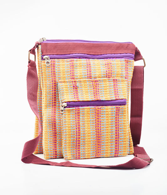 Yellow & Red Colored Side Bag - Made of Non Woven & Fabric