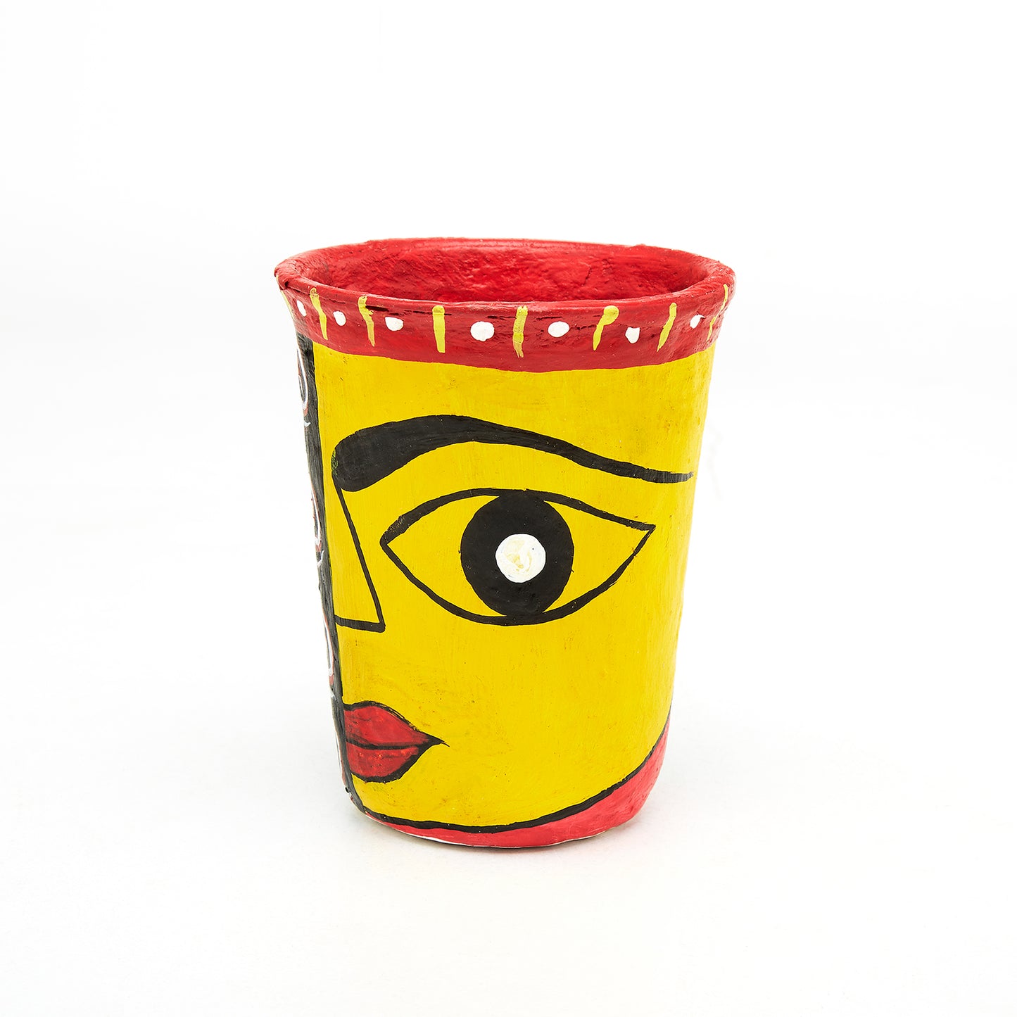 Cherry Red & yellow with Face - Paper Mache Planer