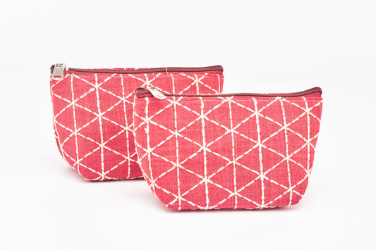 Front Pouch : Pink , Back Pouch : Pink - Set Of 2