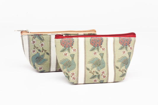 Front Pouch : Flora & Bird Print , Back Pouch : Flora & Bird Print - Set Of 2