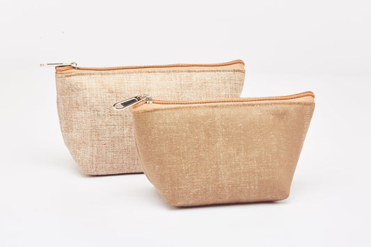 Front Pouch : Chocolate Brown ,Back Pouch : Cream  - Set Of 2