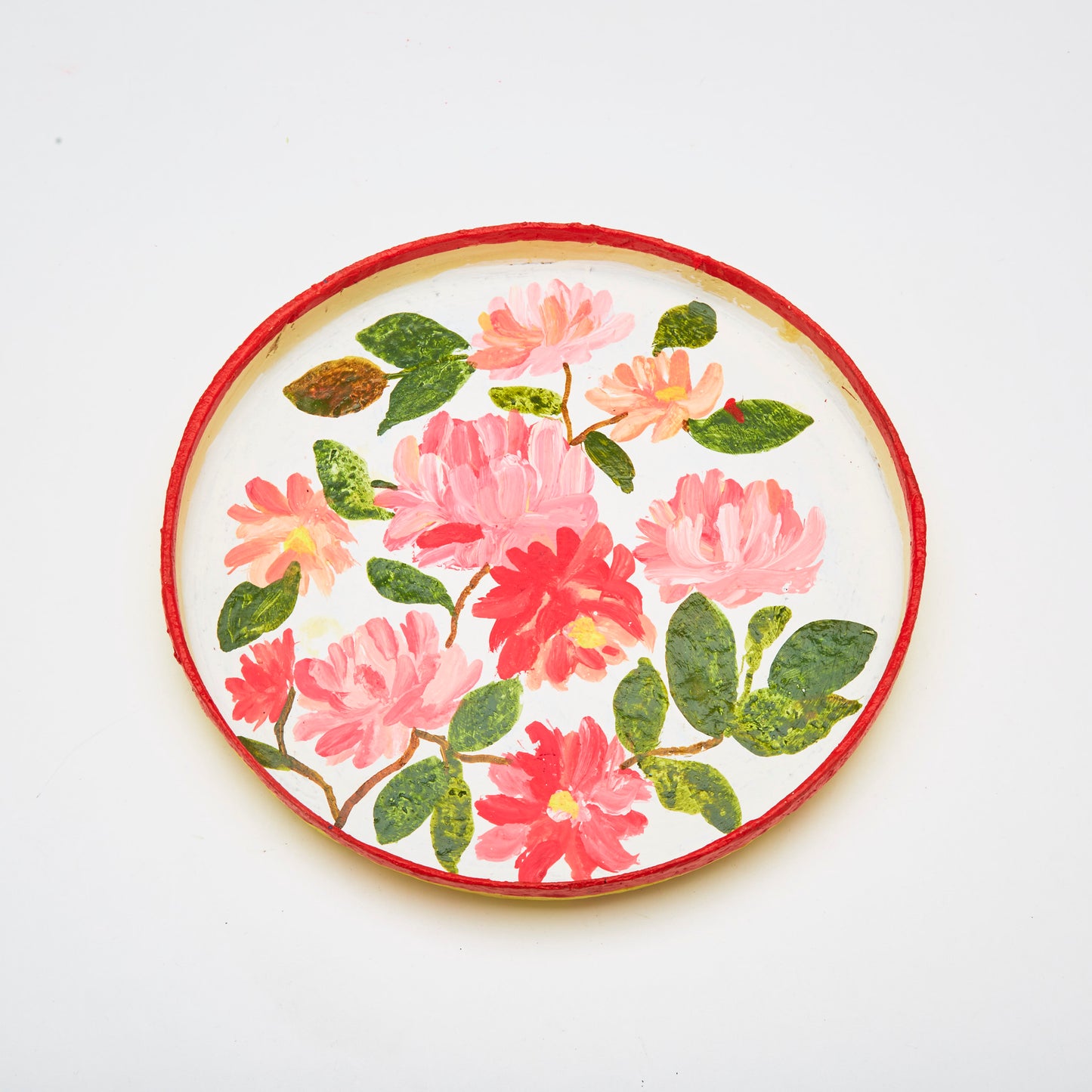Blush Red & White with Flower Design - Thali Small